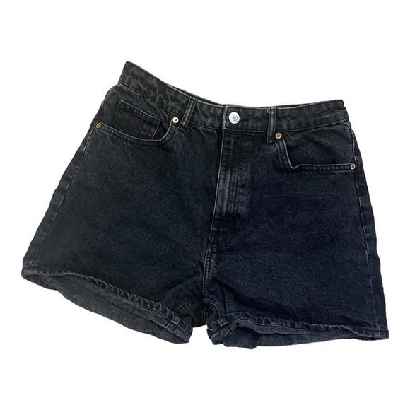 AS IS Zara mom-style stiff denim shorts in washed black, SZ likely 2 - Picture 2 of 9
